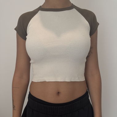 Brandy Melville Ribbed Crop Raglan Top