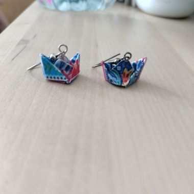Ohrringe Origami Schiffchen Handmade