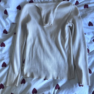 Pull femme côtelé crème