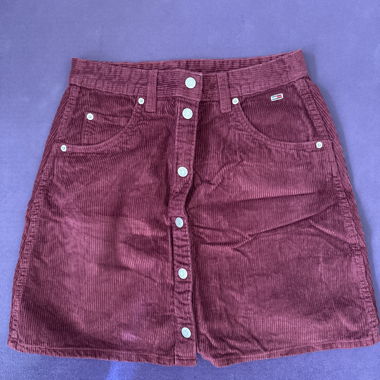 Burgundy cord skirt