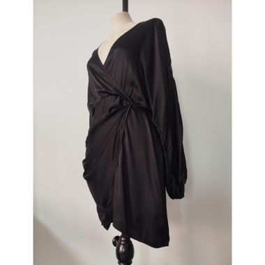 Zara Black Satin Wickelkleid