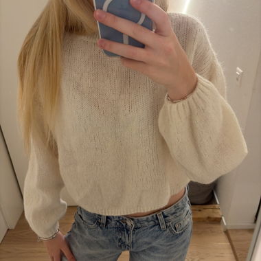 Cream Strick Crop-Pullover
