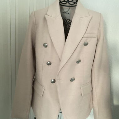 Zebra double-breasted blush blazer XS