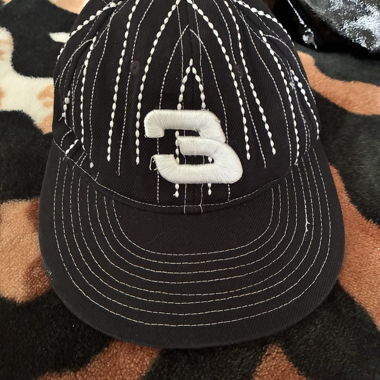 Black Cap with White Embroidery