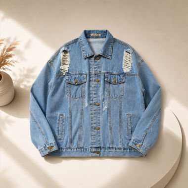 Yu & Me Jeans Jacket destroyed Vintage Denim Look M