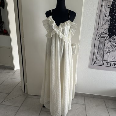 White maxi boho romantic summer dress S M L