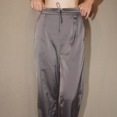 Pantaloni in tessuto effetto seta vita media/alta