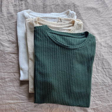 Waffelstruktur-T-Shirts 3er Set