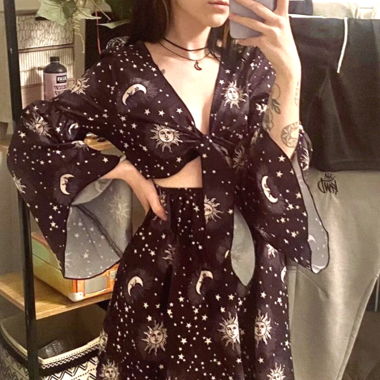 Dress with moon & sun print 🌛☀️
