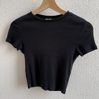 Schwarzes Crop T-Shirt Tally Weijl M