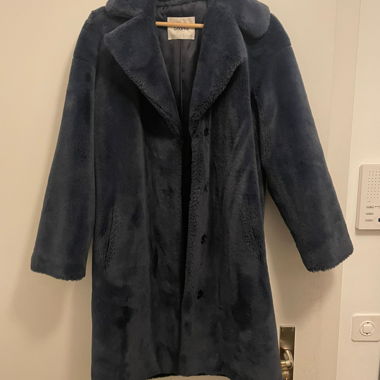 Dark Blue Faux Fur Coat