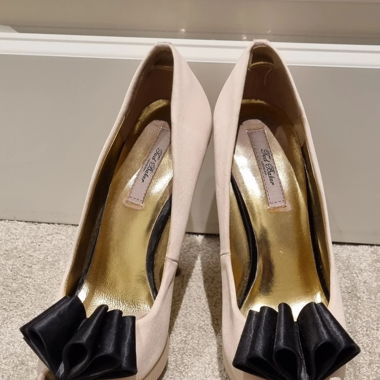 Ted Baker Pink & Black Satin Bow Stiletto Shoes- 5