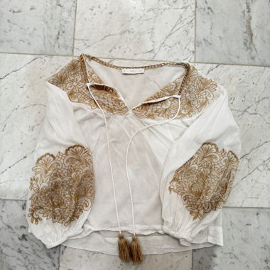 MANGO white boho blouse with embroidery