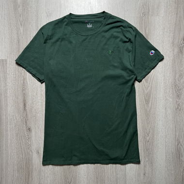T-shirt Champion tinta unita verde scuro logo ricamato