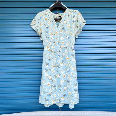 Blaue Blumen-Kleid