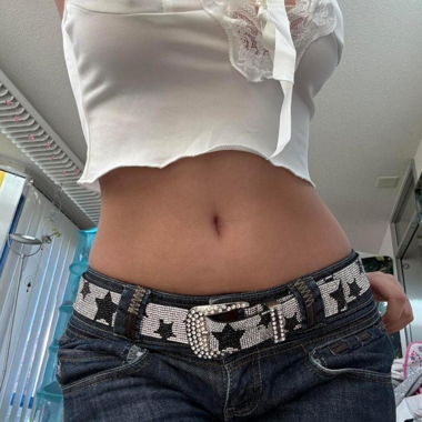 White and black star belt black white belt Y2K