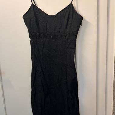 black slip dress