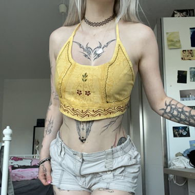 yellow boho crop top