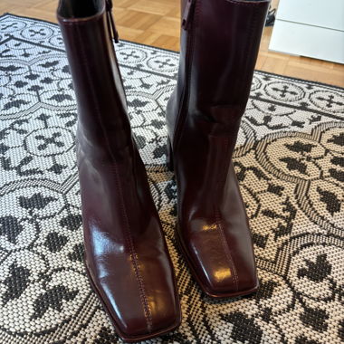 Burgundy Ankle Boots, Size 37
