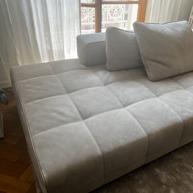 Minotti Lawrence Clan beige suede modular sofa 
