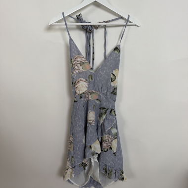 Mini-Kleid mit Blumen- und Streifenmuster