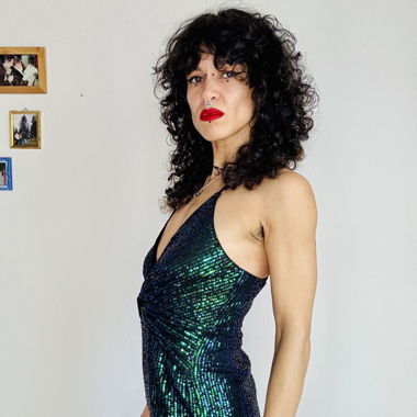 Pailletten-Kleid in Smaragdgrün/Blau
