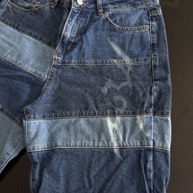 Shorts/Jorts in denim patchwork