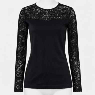Elegante schwarze Spitzenbluse 