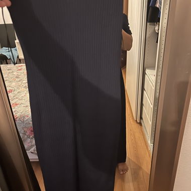 Blaues Rippenkleid