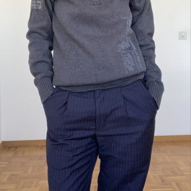 Pull col zip gris