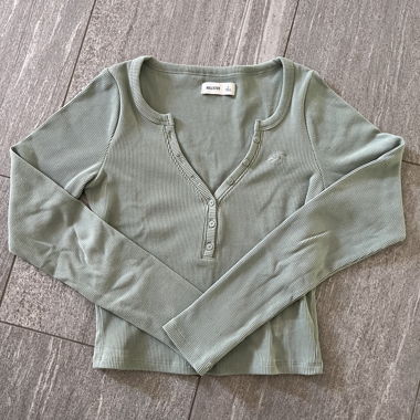Maglia manica lunga a coste Hollister verde S