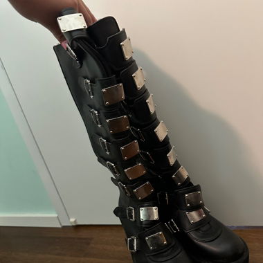Schwarze Gothic Stiefel, Grösse 37
