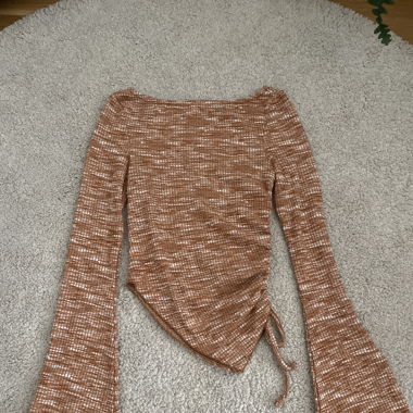 orange flared sleeve shirt
