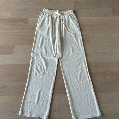 pantaloni in lino beige