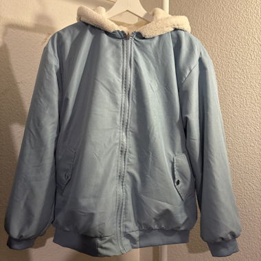 Light blue hooded jacket with teddy lining