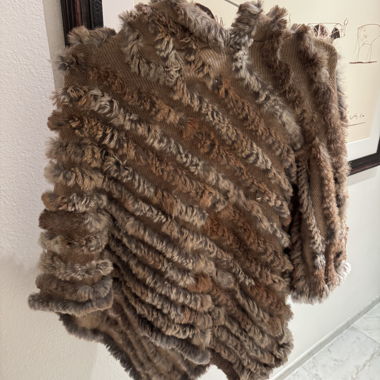 Genuine Fur Poncho with Hood