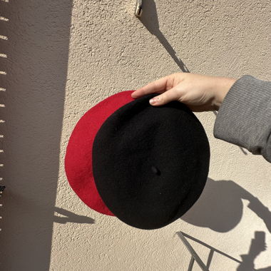 vintage black wool beret