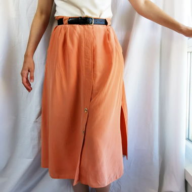 Salmon pink pastel silk vintage skirt