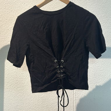 Schwarzes Bauchfrei T-Shirt