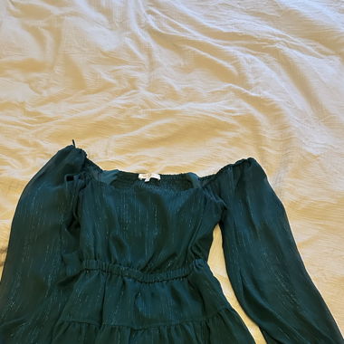 WAYF long sleeve green sparkle dress - M