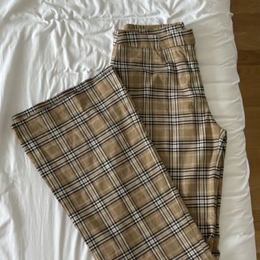 Pantaloni beige a quadri Y2K
