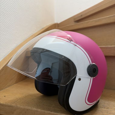 Pink-White Motorcycle Helmet