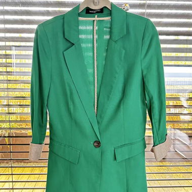 Elegant Green Blazer – Silk & Cotton Blend