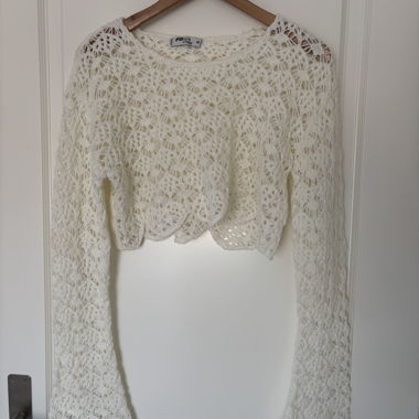 Haut en crochet blanc court 