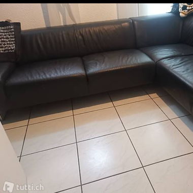 Schwarzes Ledersofa gross 