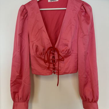 Lace-Up Top in Pink