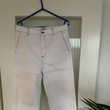 White Carhartt WIP pants wide leg  #streetwear