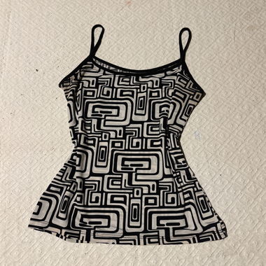 Black and white geometric print cami top