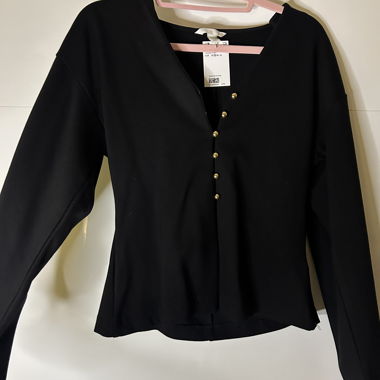 Black long sleeve top with buttons