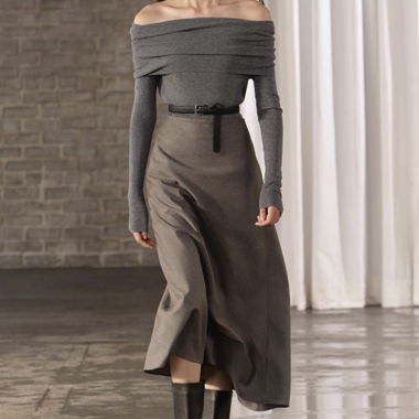 Gonna in lana taglio bias Zara grigio/taupe